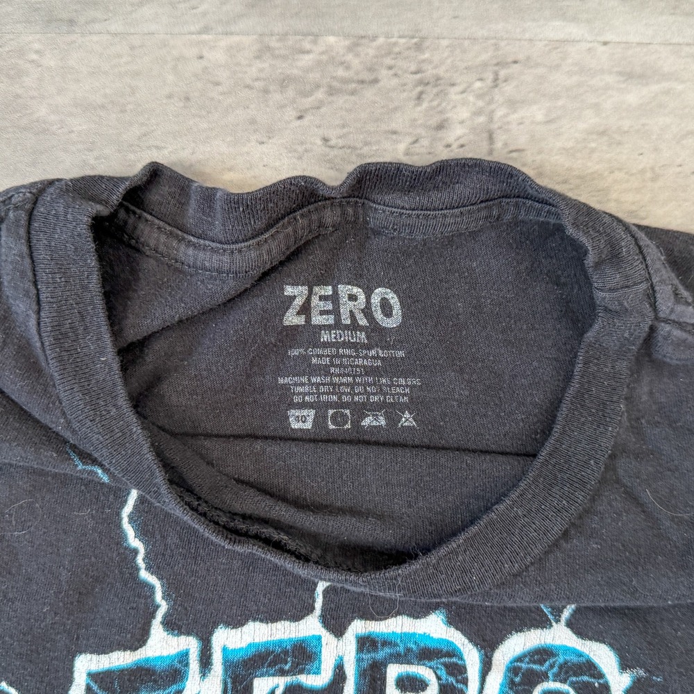 Vintage VTG Y2K 2000s 00s Zero Lightning Graphic Black T-Shirt Tee - Picture 4 of 5